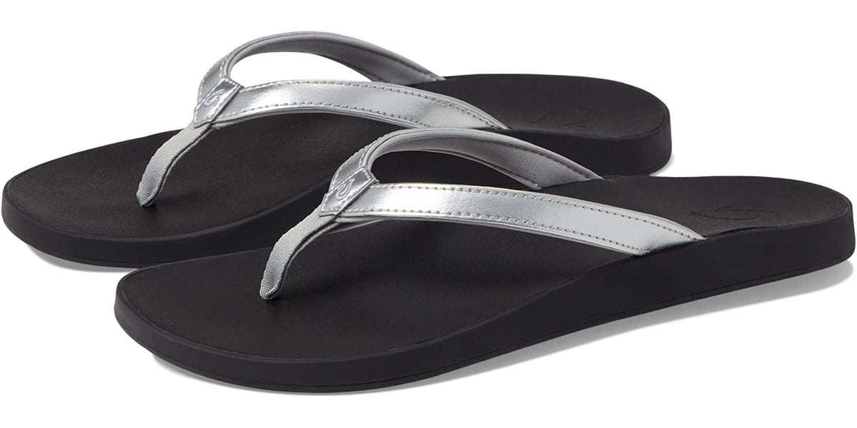 Olukai Ohana Flip Flop Thong Sandals Women's Pewter Slip On - US 9