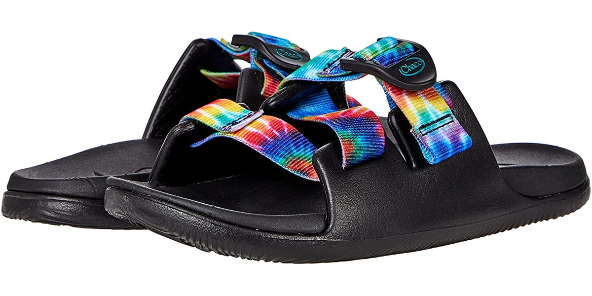 Chaco Men\'s Chillos Slide Sandals‎ Rainbow Tie Dye Strap Size 10 Chaco Chillos Kids Size 4 Rainbow Tie Dye Slip On Outdoor  main image 4